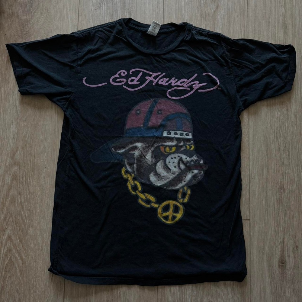 Ed Hardy Vintage Bulldog Tattoo Black Tee